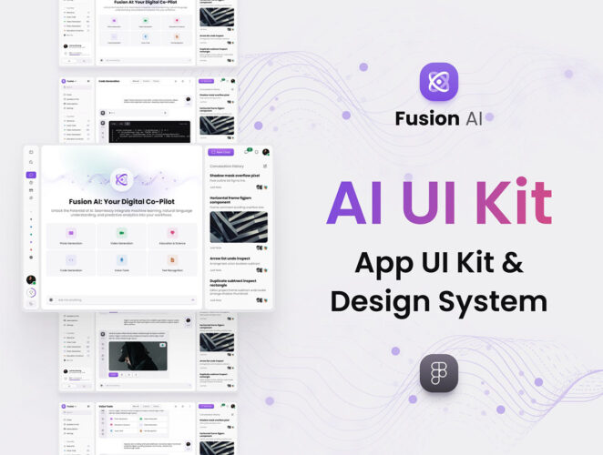 Fusion AI UI Kit 双配色人工智能 AI 聊天机器人ui套件Fig界面设计模板