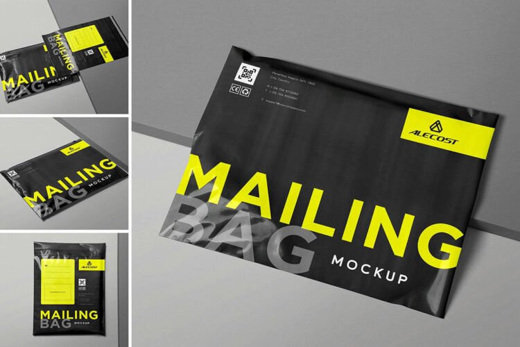 Mailing Bag Mockup 3款极简塑料袋快递邮寄包装袋PSD样机