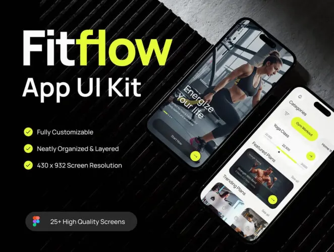 Fitflow Mobile App UI 国外健身安卓用户界面设计欣赏健身app界面设计模板Figma素材下载