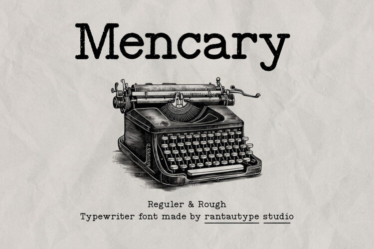 Mencary A Old Typewriter Font 老式复古怀旧打字机做旧海报画册封面标题圆角英文字体包