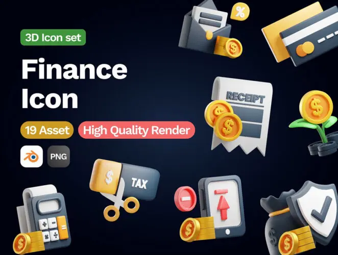 3D Icon Finance 20款3D立体卡通商业金融银行支付插图插画icon图标webp免抠图片