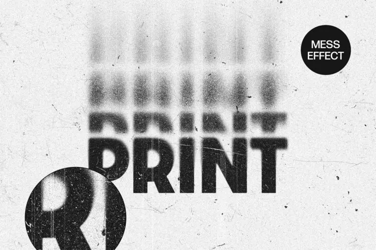 Messy Scratched Text Effect 凌乱划痕失真扫描复印文本字母ps特效样机素材预制模板