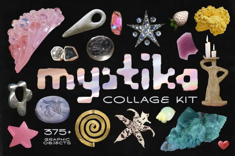 mystika collage kit 382款超现实主义神秘魔幻创意抽象艺术复古拼贴webp免抠图片素材