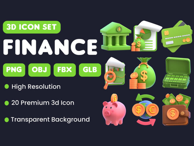 3D Icon Finance 20款金融理财财务投资管理3D图标icon设计素材png免抠图片