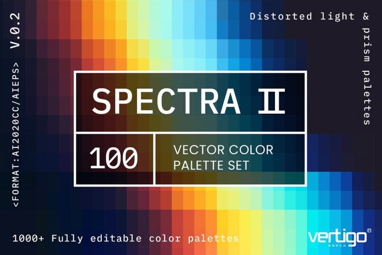 SPECTRA II 100款时尚艺术光谱色阶棱镜扭曲抽象渐变背景底纹ai矢量设计素材