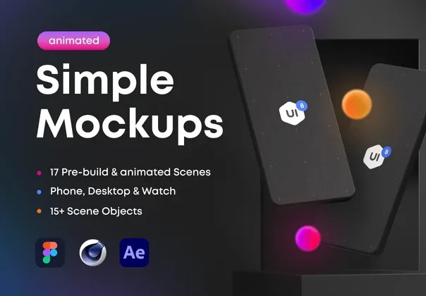 Simple Mockups 2.0 质感极简科技智能数码产品ui界面设计贴图3D样机素材展示效果模板