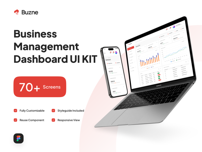 Buzne – Business Management Mobile App UI Kit 70屏业务管理仪表板 UI 套件