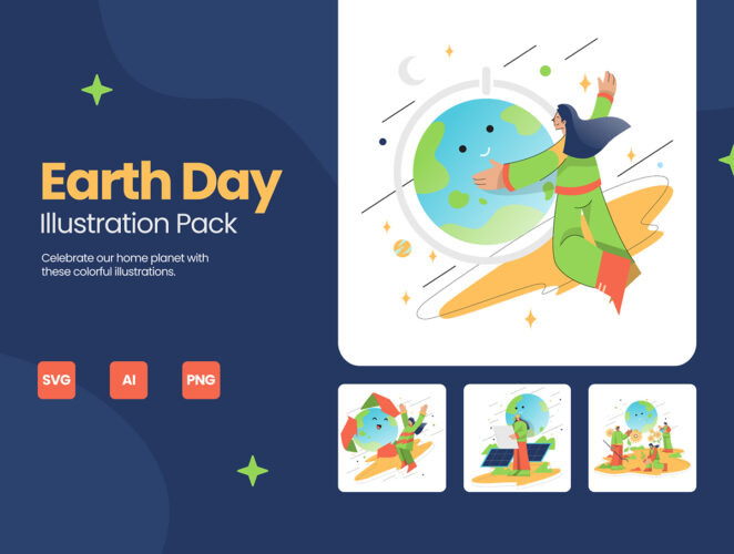 Earth Day Illustration Pack 10幅地球日爱护地球插图插画ai矢量素材源文件