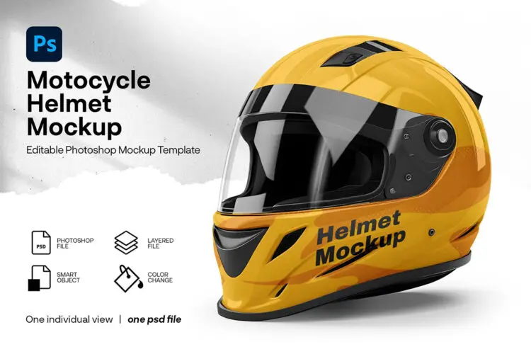 Motocycle Helmet Mockup 极简摩托车头盔外观设计展示PSD样机