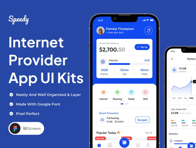 Speedy – Internet Provider App UI Kits 时尚简约网络加速器ISP互联网服务商App应用ui用户界面设计模板