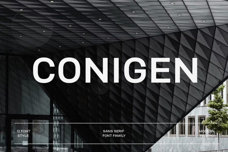 Conigen Modern Sans Serif 12款Conigen现代未来科技时尚品牌海报画册无衬线英文字体家族