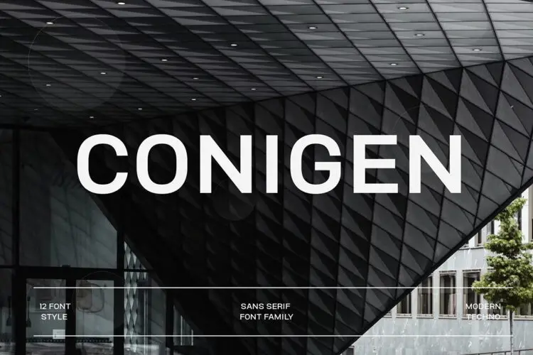 Conigen Modern Sans Serif 12款Conigen现代未来科技时尚品牌海报画册无衬线英文字体家族
