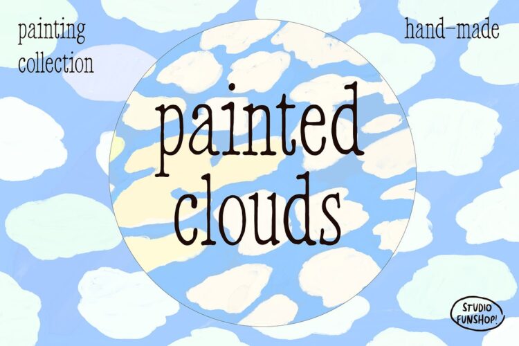 Painted Clouds Art Collection 卡通梦幻天空云彩云朵涂鸦纹理背景图片设计素材