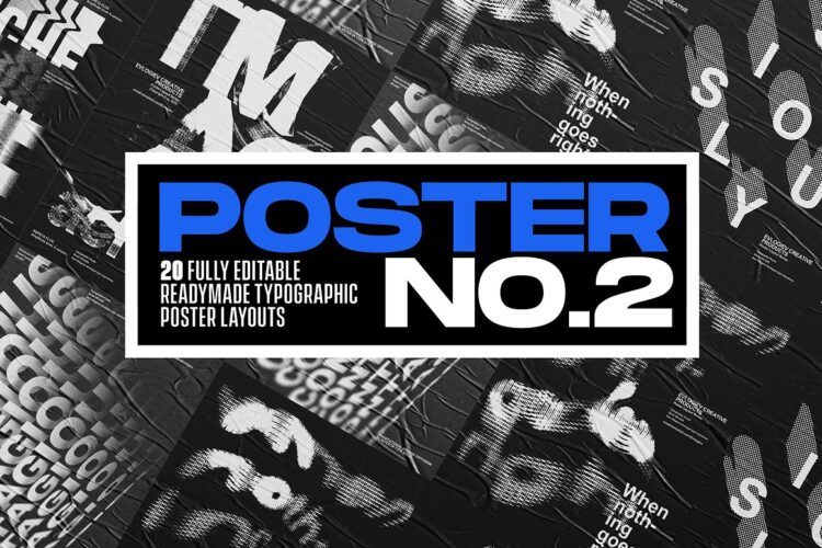 Typographic Poster Layouts No.02 潮流现代创意抽象扭曲海报标题特效字体ps样机素材预制模板