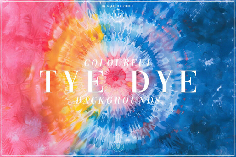 Colourful Tye Dye Backgrounds 缤纷彩虹迷幻万花筒液体颜料水彩扎染背景图片设计素材