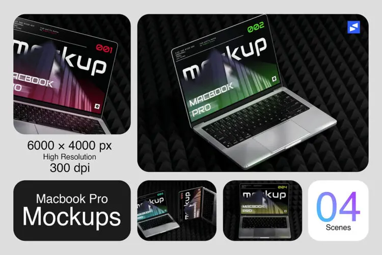 Laptop Mockup 8款苹果MacBook笔记本电脑模型屏幕展示设计贴图ps样机素材