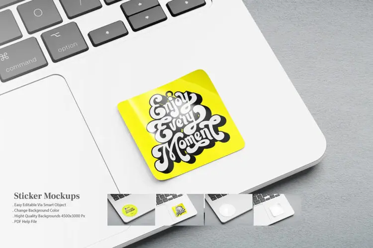 Sticker Mockup v2 方形圆形贴纸模型品牌标识设计贴图psd样机素材模板