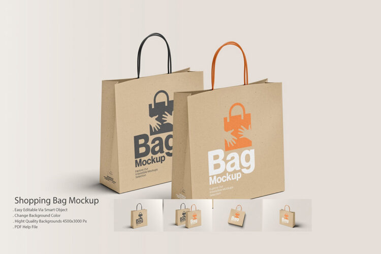 Shopping Bag Mockup 纸袋拎袋购物袋多角度样机展示素材