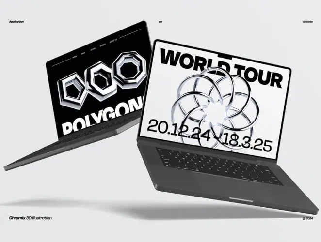 Chromix 3D Illustration 120款未来科幻抽象艺术3D立体镀铬金属不规则几何图形webp免抠素材