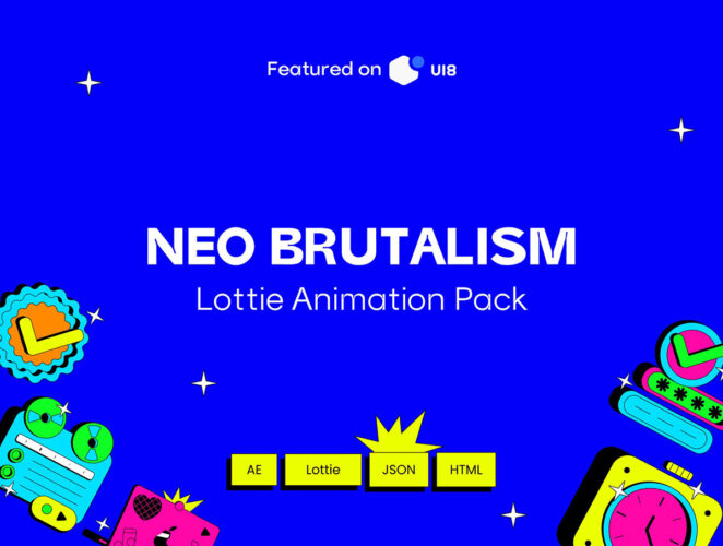 Neo Brutalism Lottie Animation Pack 105款新野兽派可定制颜色 Lottie 动画包