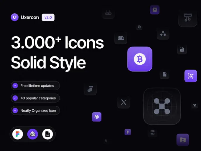 3000+ Solid Icon Styles Uxercon Icon Library v2.0  3000款全套专业网站App应用网页小程序行业icon面性图标素材合集
