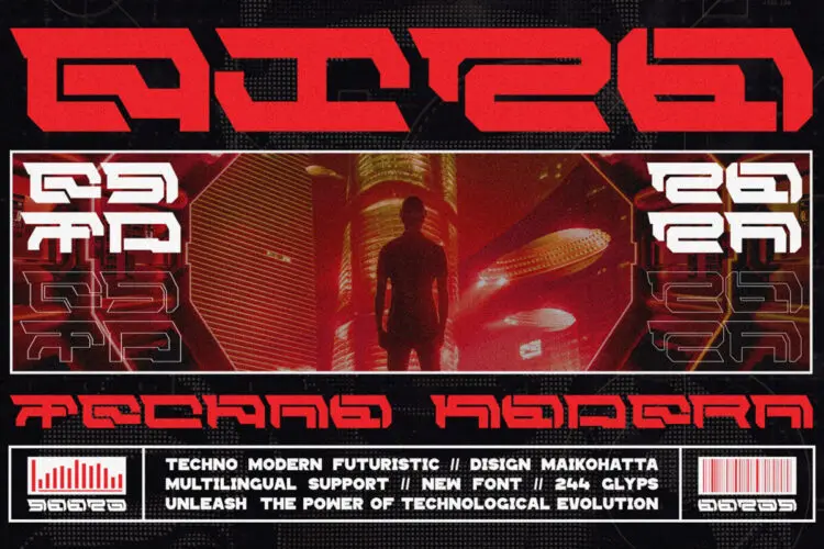 Bizo – Techno Modern Font 科幻未来机械机能赛博朋克装饰英文字体包