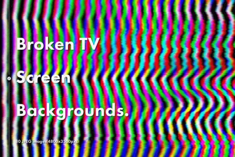 Broken TV Screen Backgrounds 电视显示器RGB彩色信号故障混乱干扰数字背景图片设计素材