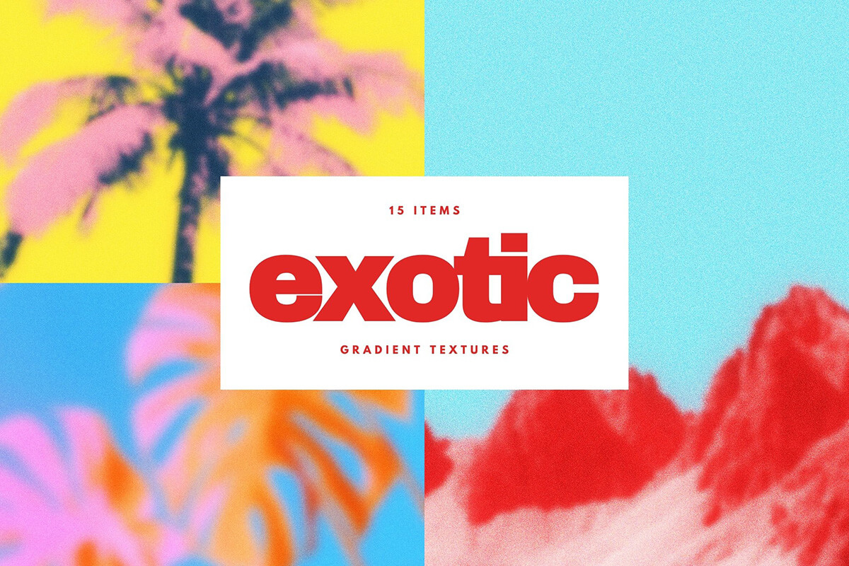 15 Exotic Gradient Textures 15款潮流复古波普艺术酸性迷幻模糊颗粒抽象渐变背景底纹图片素材