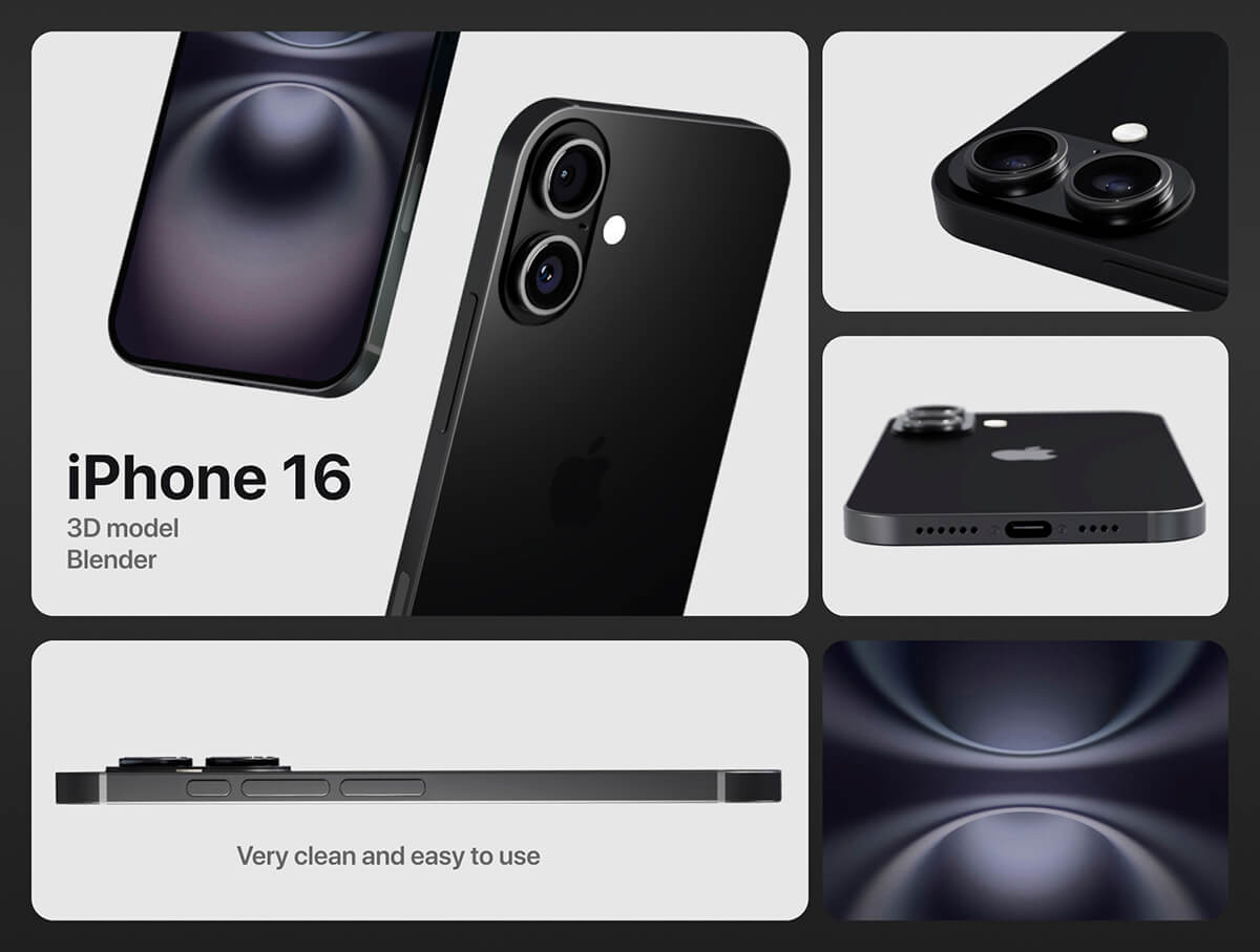 iPhone 16 – Blender 3D model 优质的高品质渲染iPhone 16-Blender 3D 模型