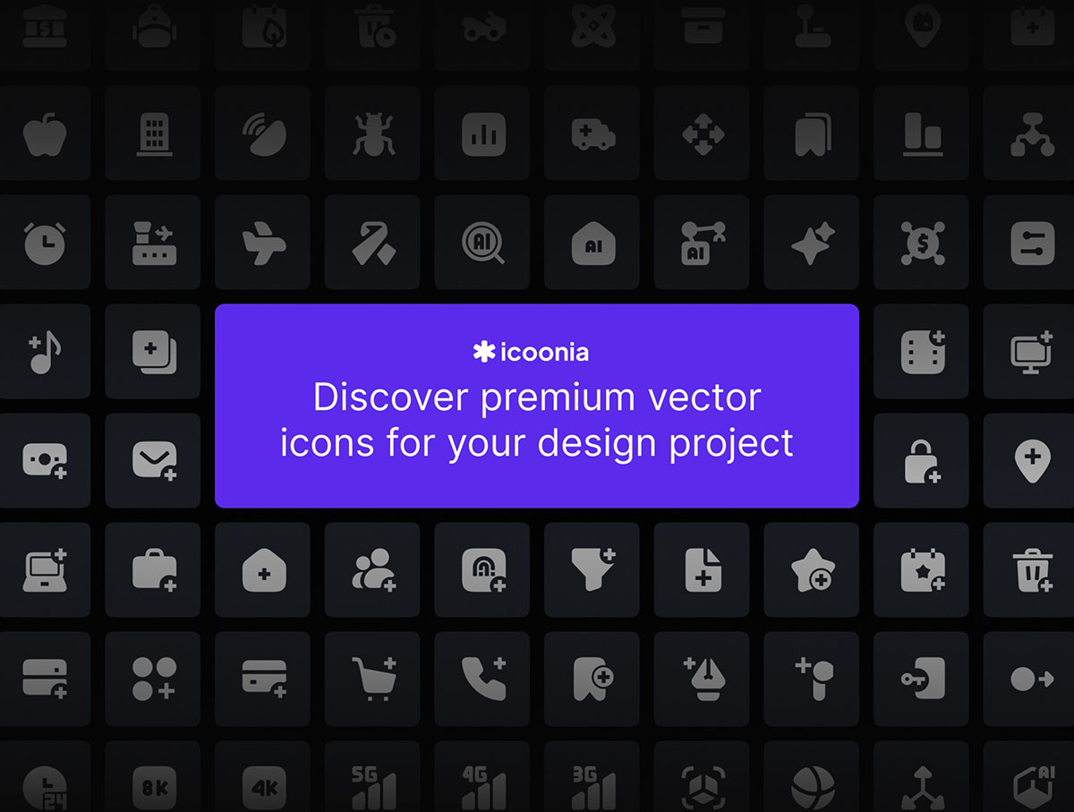 Icoonia – 2.700+ Vector Icon Solid Style 2700款常用网站小程序个人中心网页App应用icon小图标fig素材合集