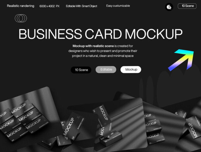 Elegant Black Business Card Mockup 10款优雅的黑色商务名片模型身份信息设计贴图ps卡片样机素材模板