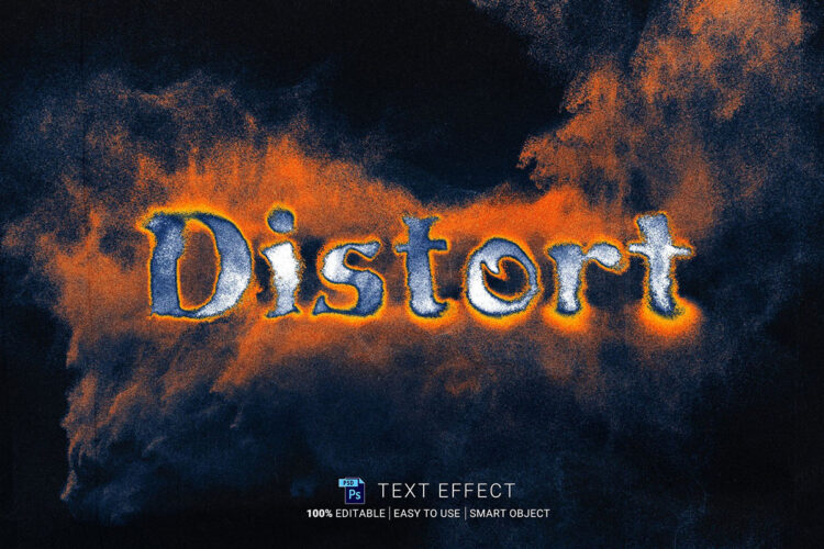 Distort Editable Text Effect 熔化扭曲失真融化文本字母ps特效样机素材预制模板