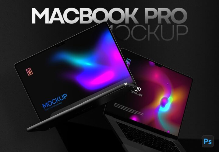 18 Macbook Pro Mockups 18款网站WEB UI设计展示效果图黑化工业风苹果MacBook Pro笔记本电脑PS贴图样机