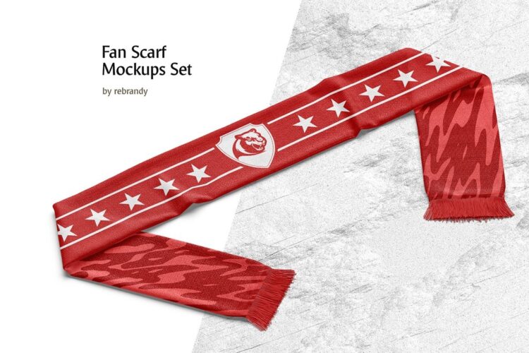 Fan Scarf Mockups Set 足球俱乐部世界杯助威球迷围巾围脖周边文创礼品设计ps样机素材