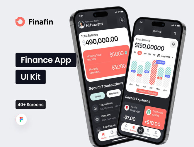 Finafin – Finance & Digital Payment App UI Kit 40屏现代专业金融银行数字钱包移动电子支付App应用ui界面模板