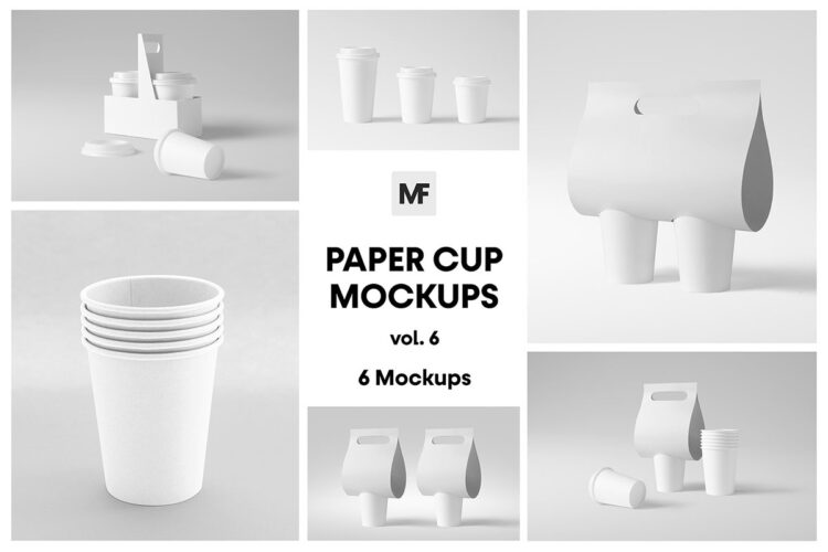 Cup Mockups – Packaging Mockups vol.6 一次性咖啡杯纸杯水杯模型品牌logo标识设计贴图ps样机素材模板