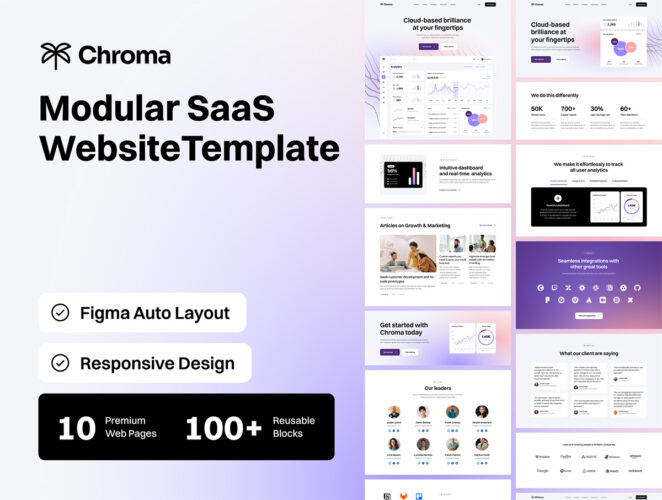 Chroma Modular Responsive SaaS Website Template 全套响应式SaaS软件订阅技术平台门户网站网页ui用户界面设计模板