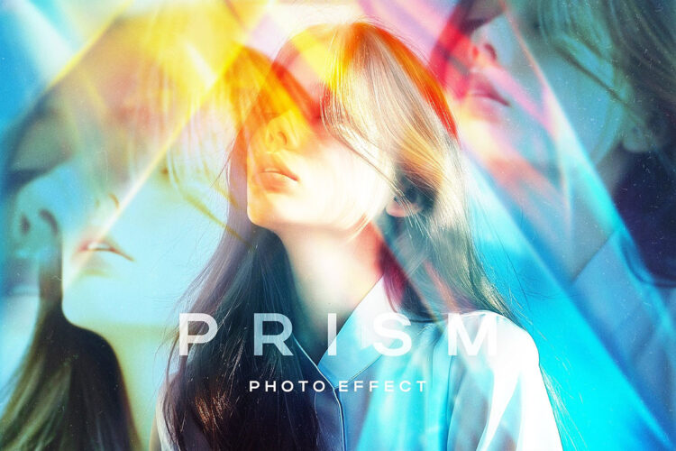 Refracted Prism Photo Effect 虹光折射棱镜漏光图像照片滤镜ps特效样机素材预设模板