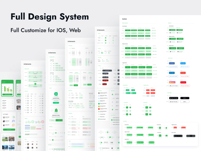 Design System UI Kit 全套iOS通用手机App应用按钮卡片开关标签figma基础模块套件模板