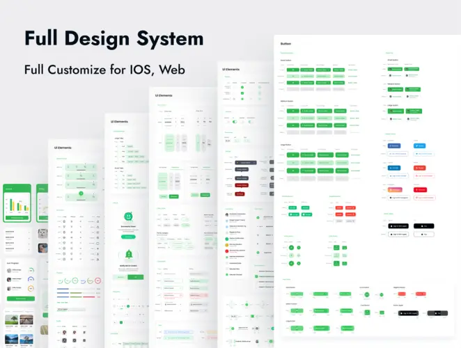 Design System UI Kit 全套iOS通用手机App应用按钮卡片开关标签figma基础模块套件模板