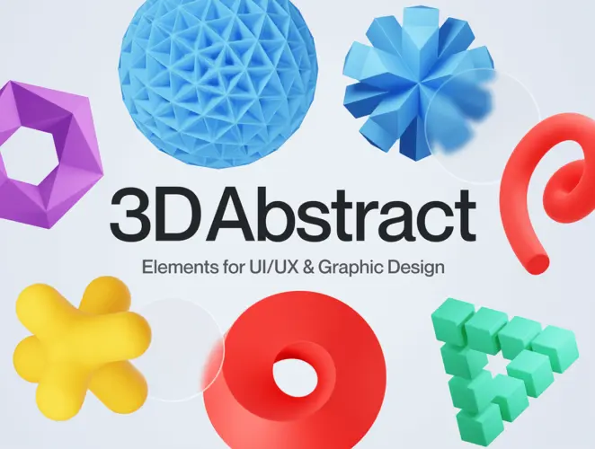 Shapely – Abstract Shape 3D Icon Set 抽象3D立体螺旋膨胀艺术几何图形插图插画webp免抠图设计素材