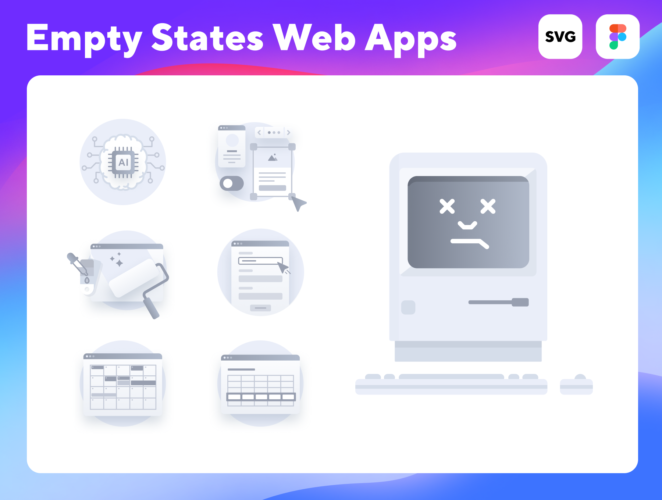 Empty State Icons Web Apps 85款网站网页空状态占位矢量插图插画图片国外设计素材