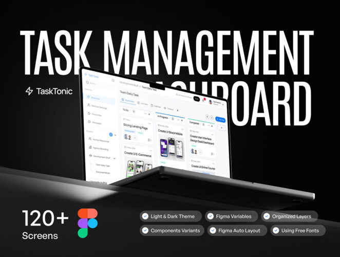 TaskTonic UI Kit – Task Management Dashboard UI KIT 国外在线任务管理计划安排Web网页手机app界面设计模板