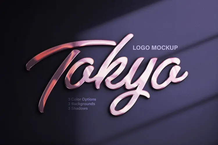 Polished Glossy Glass Logo Mockup 玻璃金属抛光字母玻璃徽标ps特效样机素材预制模板