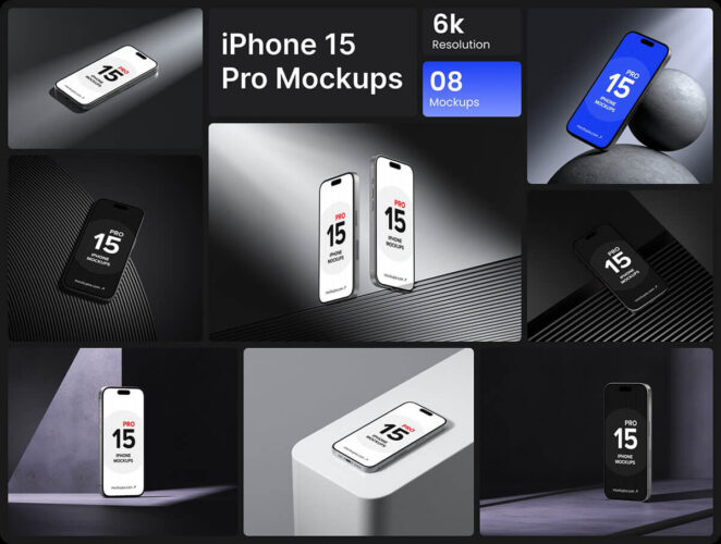 iPhone 15 Mockup Vol 2 苹果 iPhone 15 Pro 手机模型展示设计贴图ps样机素材