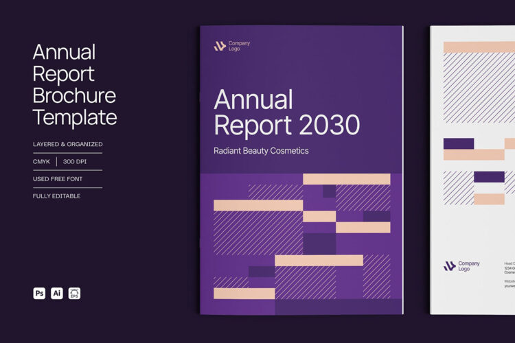 Annual Report Brochure Template 企业宣传册年度报告工作总结提案图文排版版式设计Ps/Ai矢量模板