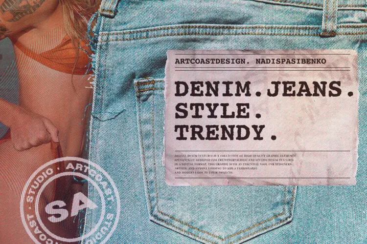 Cut Out Jeans. Denim. Collage Graphic Elements 74款复古做旧牛仔裤丹宁布料面料细节局部拼贴webp免抠图片素材