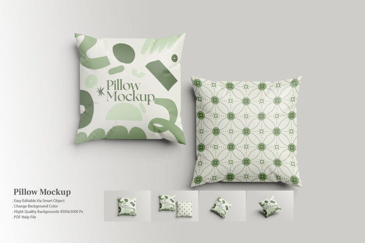 Pillow Mockup 方形抱枕枕头靠枕模型印花图案标识设计贴图psd样机素材模板