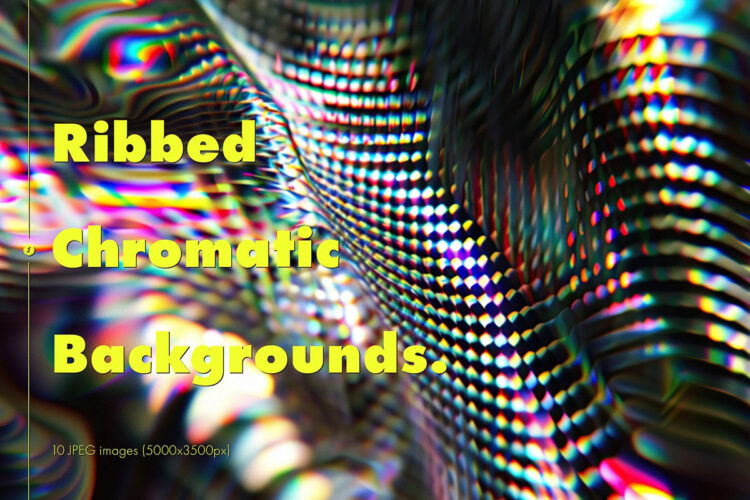 Ribbed Chromatic Backgrounds 闪亮玻璃罗纹彩虹波浪纹理背景图片设计素材