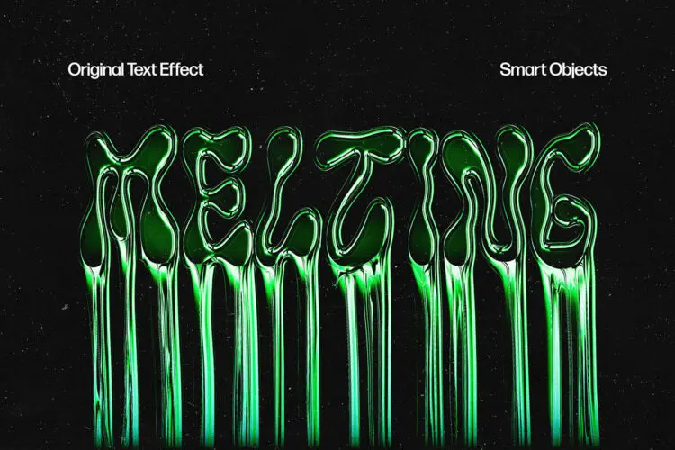 Melted Plasma Text Effect 毒液熔化迷幻错觉等离子体文本字母效果ps特效预设模板